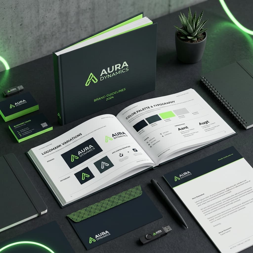 Iconic logo design and tech-forward visual brand identity